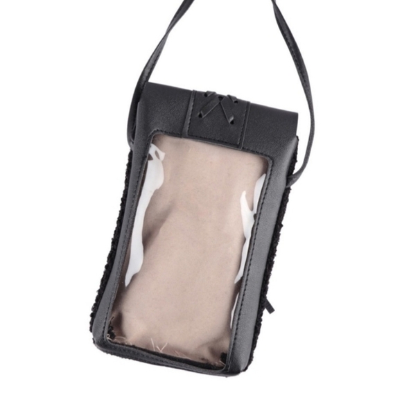 🟢$15 NWT Small Crossbody. Black faux leather, sherpa. - Picture 3 of 4